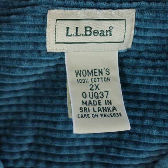 L.L. Bean Vintage 90s Womens 2XL Teal Wide Wale Corduroy Shacket Shirt Jacket - Picture 3 of 6